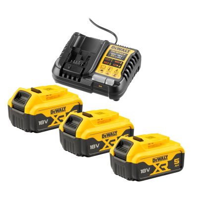 Pack 3 batteries XR 18v 5Ah Li-Ion + chargeur - DEWALT - DCB1104P3-QW