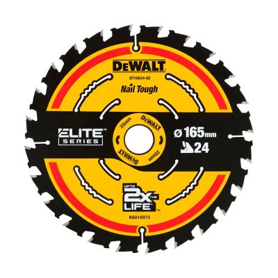 Lame de scie circulaire 165x20 mm, 24 dents, ATB/tronçonnage, angle d'attaque 20 DEWALT - DT10624-QZ