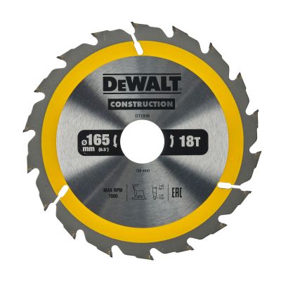 Lame de scie circulaire 165x30 mm, 18 dents, ATB/délignage, angle d'attaque 20 DEWALT - DT1936-QZ