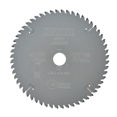 Lame scie circulaire 235x30mm, 56 dents, TCG/coupe très fine, angle d'attaque -5 DEWALT - DT4097-QZ