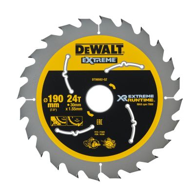 Lame de scie circulaire 190x30 mm, 24 dents, ATB/tronçonnage, angle d'attaque 25 DEWALT - DT99562-QZ