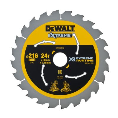 Lame de scie circulaire stationnaire carbure XR Runtime, 216 x 30 mm, 24 dents DEWALT - DT99568-QZ