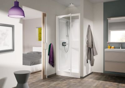 Cabine Kineprime 80 niche pivotante transparent 9 cm thermostatique KINEDO - CA5400TTN