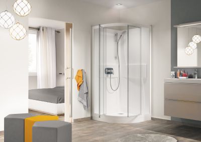 Cabine Kineprime 80 1/4 de rond pivotante transparent 9 cm mécanique KINEDO - CA5409MTN