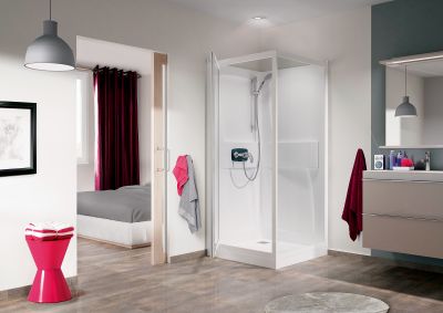Cabine Kineprime 90, ouverture pivotante cm robinetterie mécanique - KINEDO - CA560MTN