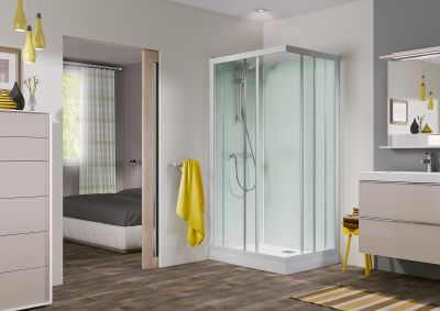 Cabine Kineprime Glass 100x80 receveur cm robinetterie thermostatique - KINEDO - CA703TTN