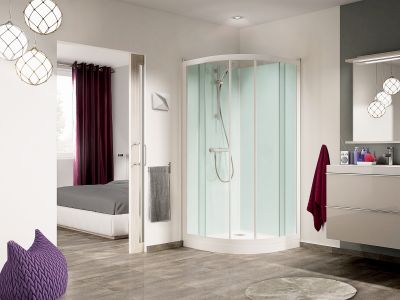 Cabine Kineprime Glass 80 1/4 de rond coulissante 9 cm thermostatique KINEDO - CA761TTN