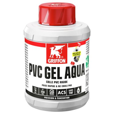 Colle PVC GEL AQUA formulation gel Bidon avec pinceau goupillon 500 ML - GRIFFON - 6140215