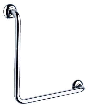 Barre d'appui 90°, 400x400 mm, tube laiton chromé Ø 25 fixations PELLET - 043293
