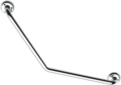 Barre d'appui 135°, 400x400mm, tube laiton chromé Ø 25mm fixations PELLET - 043535