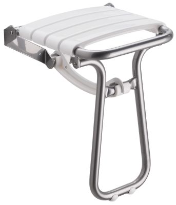 Siège de douche 4 lattes blanc, avec béquille gris chrome, H 500 PELLET - 047631