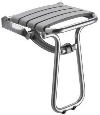 Siège de douche 4 lattes grise, avec béquille gris chrome, H 500 PELLET - 047642