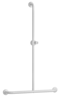 Barre d'appui en T 600 x 1000 mm, support douchette, alu. blanc Ø 30 mm PELLET - 049340