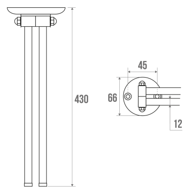 Porte-serviettes 2 barres mobiles 430 mm, tube acier époxy blanc Ø 12 mm PELLET - 841125