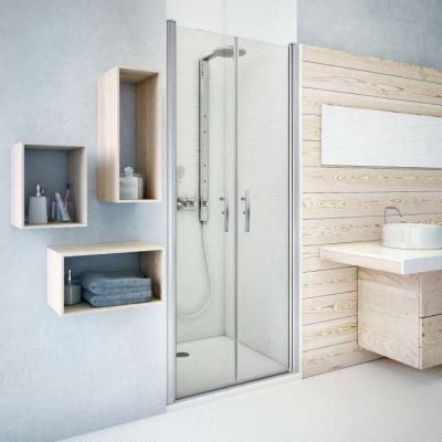 Porte à 2 battants, Série EQUI POLI Verre clair traité anticalcaire - ROTH - 1406001131