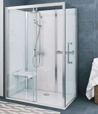 Cabine de douche VINATA COMFORT haute en angle 1360x877 blanc v.clair ROTH - 1416000013