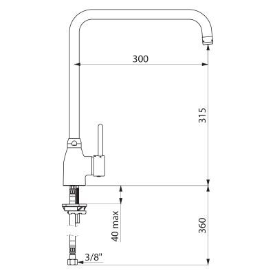 Mitigeur à bec orientable H.315 L.300, sans tirette DELABIE - 2506T3