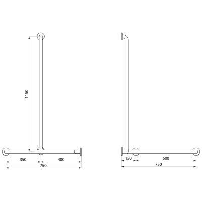 Barre de douche d'angle avec remontée verticale Nylon blanc antibact - DELABIE - 5490N