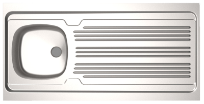 Évier inox "mal" 120x60 - 1 cuve - MODERNA - R60_120_18