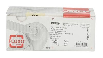 Té égal à sertir FLUXO®, Ø 20/20/20 mm, en laiton, bague inox, 2 joints NICOLL - FLT20