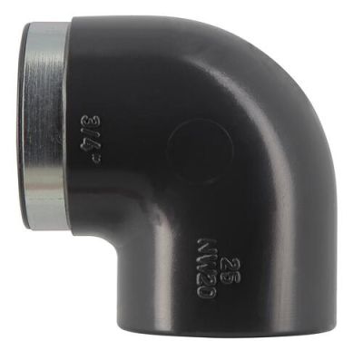 Coude taraudé 90°, en pvc-u, femelle Ø 25 métallique de renfort 3/4" - NICOLL - CT25F