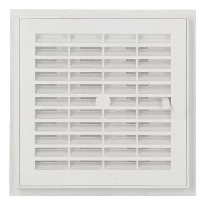 Grille d'aération carrée blanche à fermeture, avec moustiquaire, 176x176 NICOLL - F114