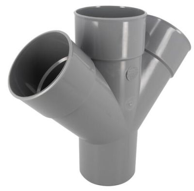 Culotte double parallèle, Ø 100, mâle-femelle à 45°, à coller, gris, en PVC NICOLL - RT14