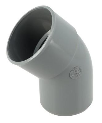 Coude Ø 75 mm, mâle-femelle à 45°, à coller, gris, en PVC NICOLL - CP4