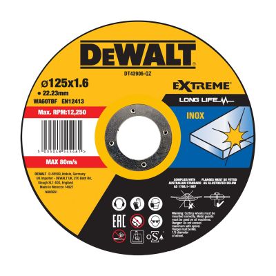 Disque à tronçonner l'inox 125x22,2mm, épaisseur 1.6mm, moyeu plat