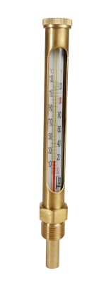 Thermomètre vertical droit L.160 plongeur 45 laiton plage 0/130° C THERMADOR - TV160D