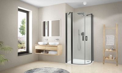 Paroi de douche arrondie pivotante CARIBA CIP55 L100 H2M noir v.clair ROTH - 1403041145