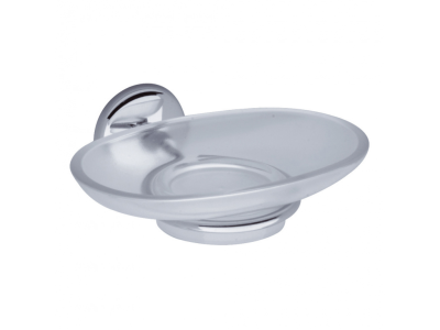 Porte-savon savonnière en résine translucide sablée fil laiton chromé 8mm PELLET - 010155