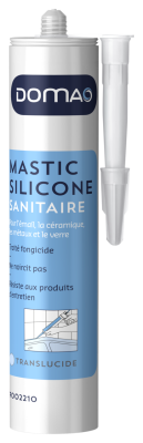 Mastic silicone sanitaire translucide base acétique cart 300 ML - DOMAO - 7002210