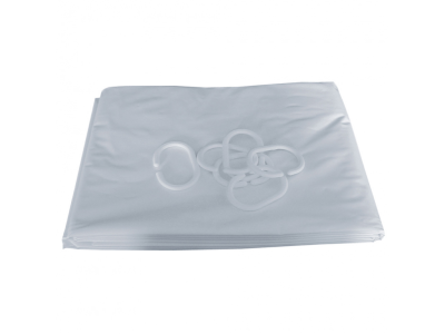 Rideaux de douche 2000x900 anneaux plastique blanc pvc bas coupé - PELLET - 804092