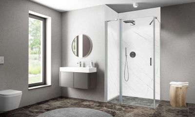 Paroi de douche pivotante CARIBA CIEPF L110 H2M argent v.clair ETC ROTH - 1403040262
