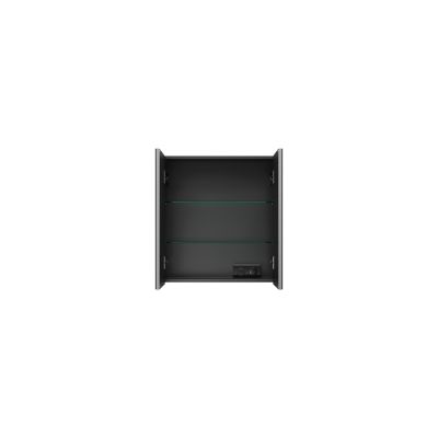 200 armoire DE toilette graphite MAT l60 h64 p15 2 portes simple miroir DOMAO - 1102742