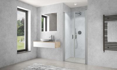 Paroi de douche 2 battants CARIBA CI2BT L80 H2M argent v.clair ETC ROTH - 1403040214