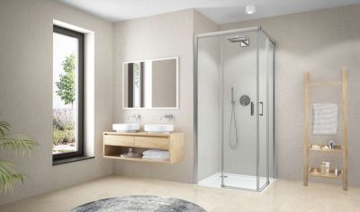 Paroi de douche 1/2 angle coulissante CARIBA CIC2L L120 H2M argent ROTH - 1403040158