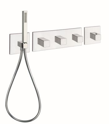façade quadri horizontal thermostatique 3 sorties + douchette chrome CRISTINA - XQ76951