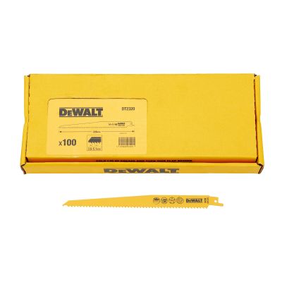 100 lames de scie sabre BIM Plungepoint pour la coupe du bois 228mmCoupe rapide avec clous Plastiques - DEWALT - DT2320-QZ