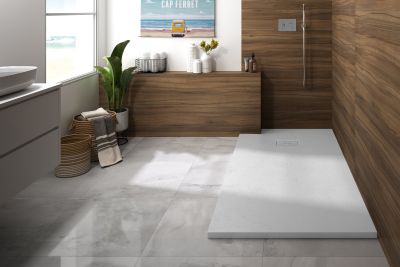 Receveur KINEDO Kinerock Evo 180x90 blanc assortie et bonde extra-plate - RD9034