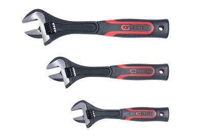 Jeu de 3 clés à molette à manche bi-matière, 8" - 10" - 12"
