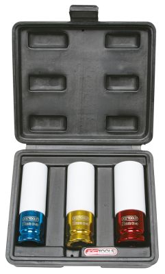 Jeu de 3 douilles à chocs pour jantes aluminium, 17, 19, 21 mm