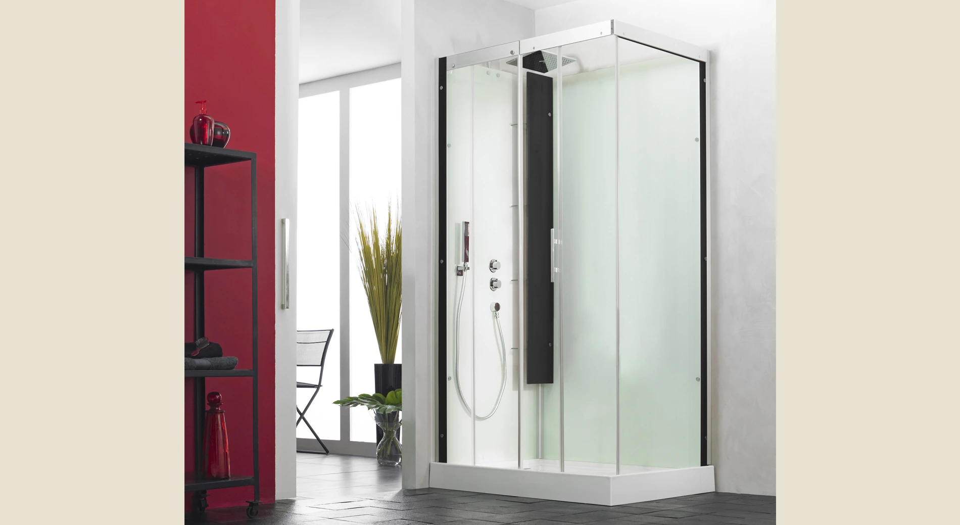 Cabine Horizon 110, porte coulissante cm version thermostatique acier - KINEDO - CA119A18