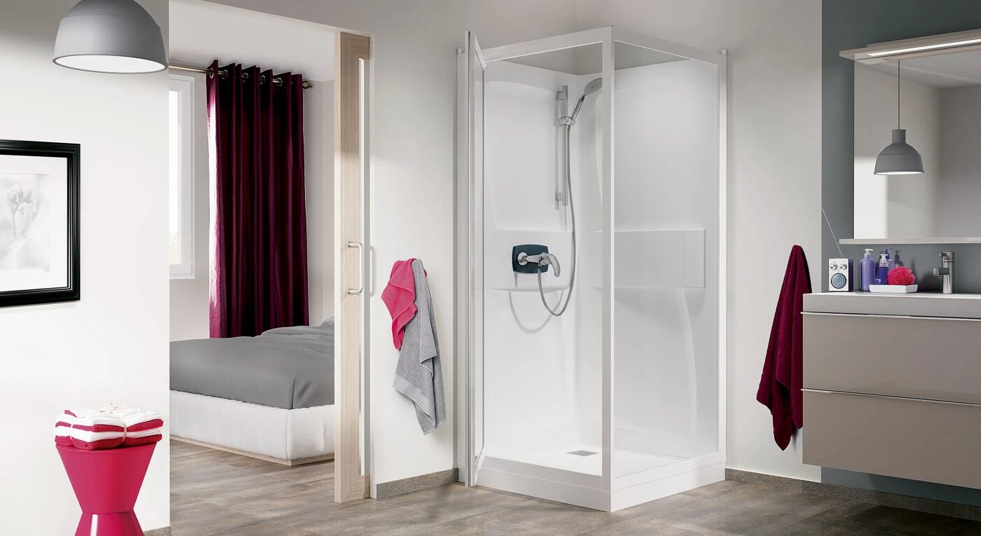 Cabine Kineprime 70, ouverture pivotante 18 cm robinetterie mécanique - KINEDO - CA521MTN