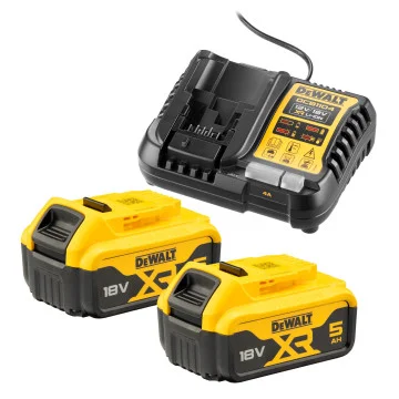 Pack 2 batteries XR 18v 5Ah Li-Ion + chargeur - DEWALT - DCB1104P2-QW